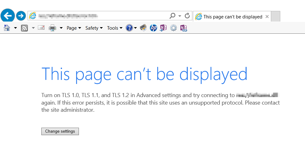 Internet Explorer 11 TLS error