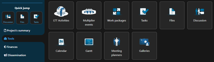 adminproject toolbar